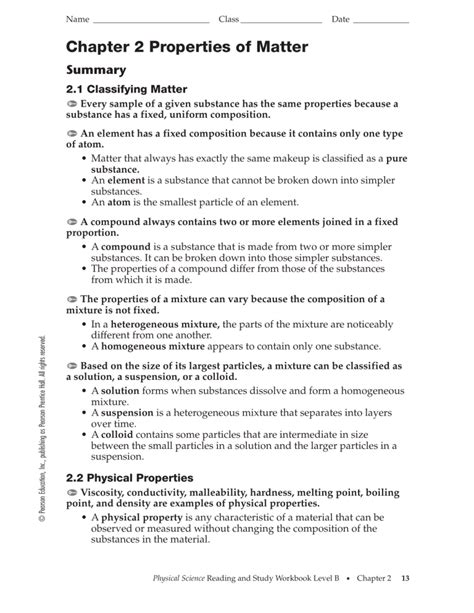 Chapter 2 Properties Of Matter Wordwise Answer Key