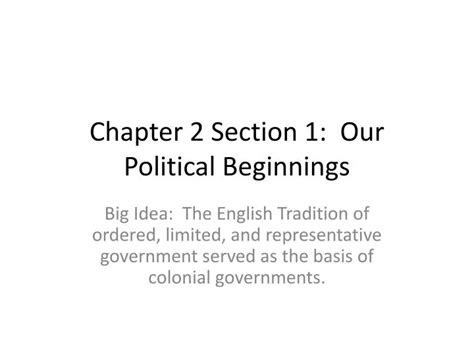 Chapter 2 Section 1 Our Political Beginnings Quiz