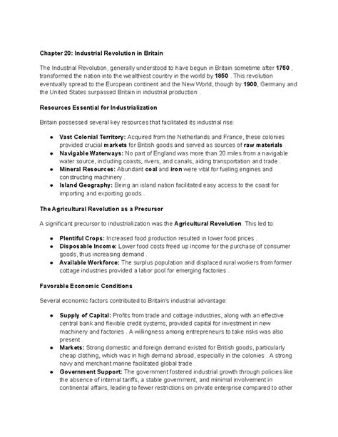Chapter 20 Industrial Revolution Answer Key