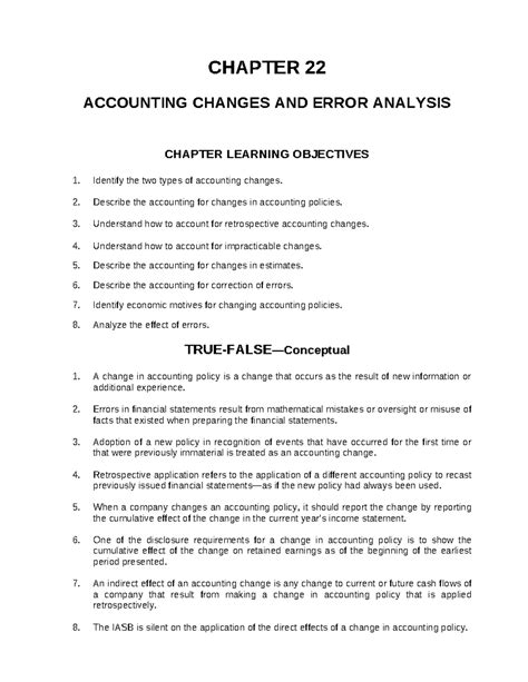 Chapter 22 Accounting Changes And Error Analysis