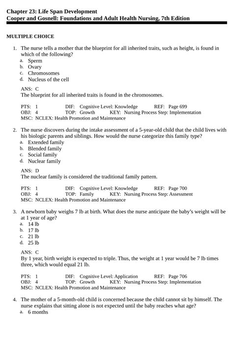 Chapter 23 Life Span Development My Nursing Test Banks