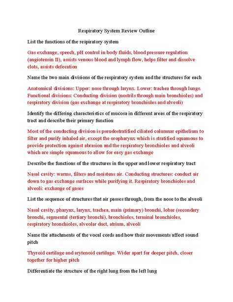Chapter 23 Respiratory System Outline
