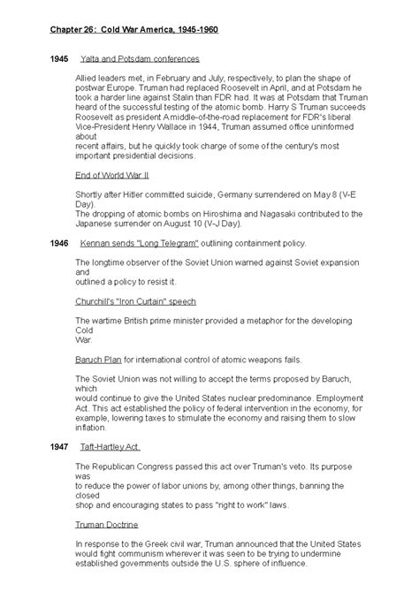 Chapter 26 The Cold War Guided Reading Answers