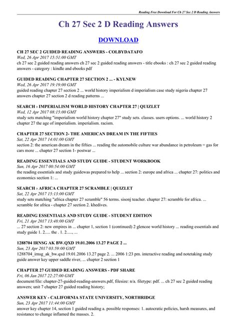 Chapter 27 Guided Reading Answers World History