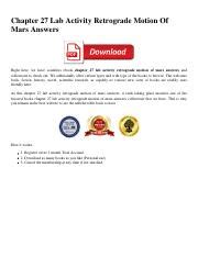 Chapter 27 Lab Activity Retrograde Motion Of Mars Answers
