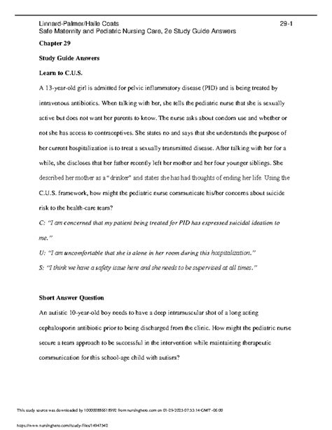 Chapter 29 Study Answers