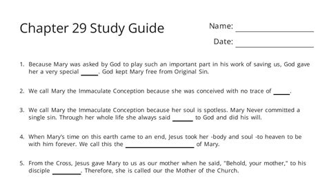 Chapter 29 Study Guide Answer Key