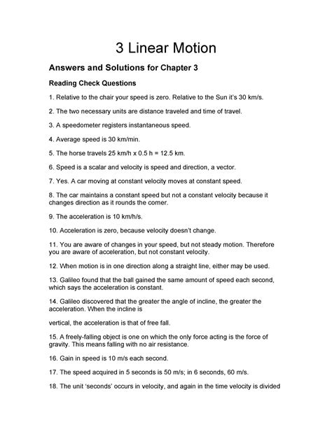 Chapter 3 Linear Motion Answers Cycamp