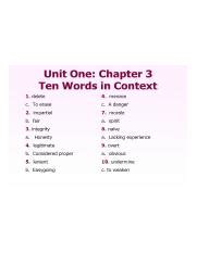 Chapter 3 Ten Words In Context Sentence Check 1