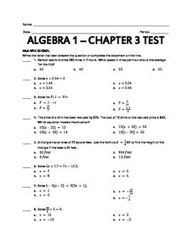 Chapter 3 Test Algebra