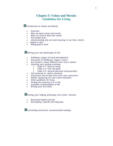 Chapter 3 Values And Morals Guidelines For Living