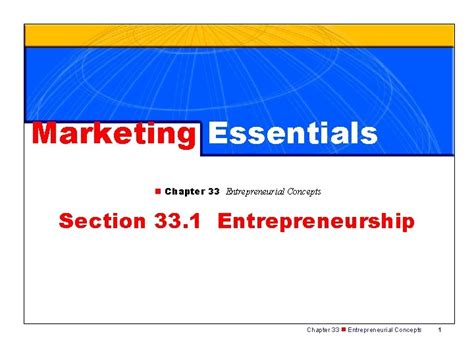 Chapter 33 Entrepreneurial Concepts Answer Key