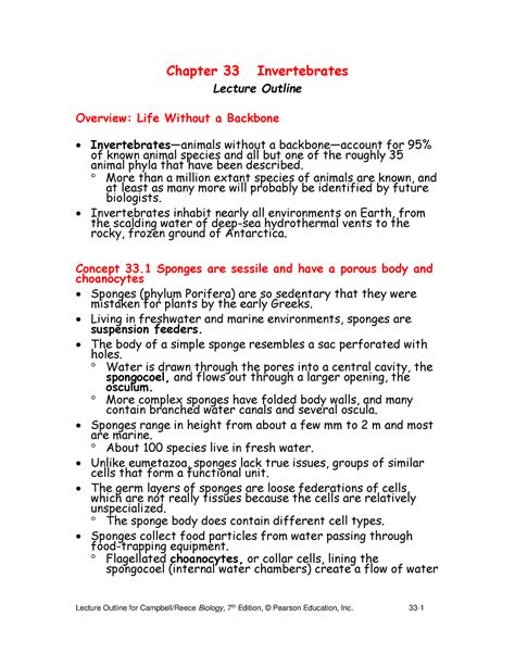chapter 33 invertebrates lecture outline overview life