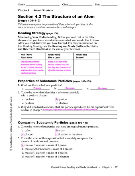 Chapter 4 Atomic Structure Answer Key