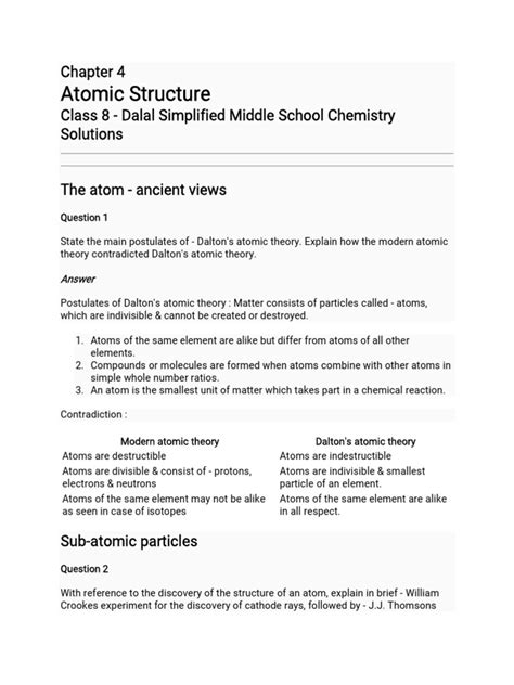 Chapter 4 Atomic Structure Assessment Answers