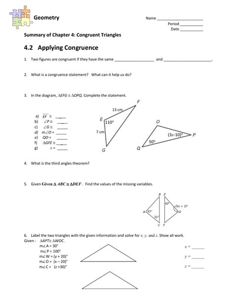 Chapter 4 Congruent Triangles Clarkwork Com
