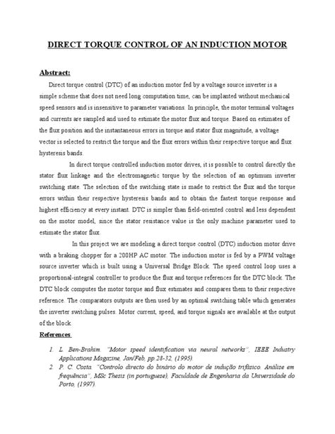 Chapter 4 Direct Torque Control And Sensor Less Control Of