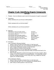 Chapter 4 Lab Identifying Organic Compounds