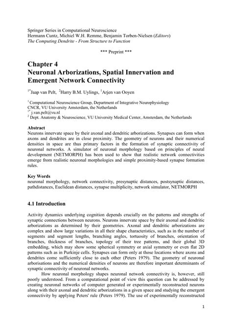 Chapter 4 Neuronal Arborizations Spatial Innervation And
