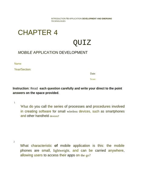 Chapter 4 Quiz Apple Inc