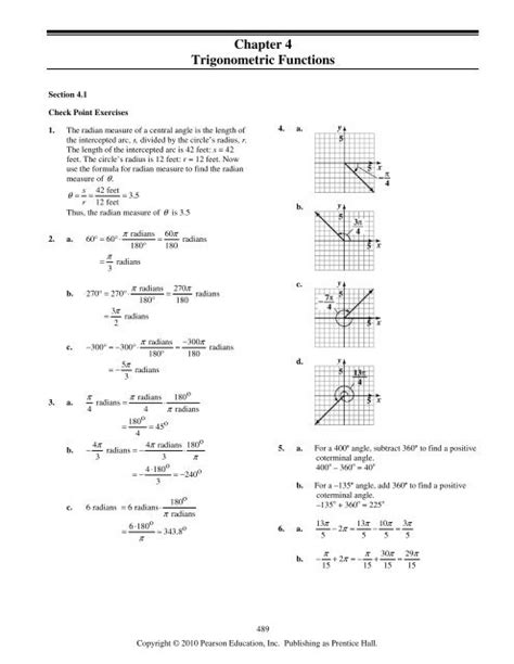 Chapter 4 Trigonometric Functions Answers