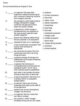 Chapter 5 Environmental Science Test