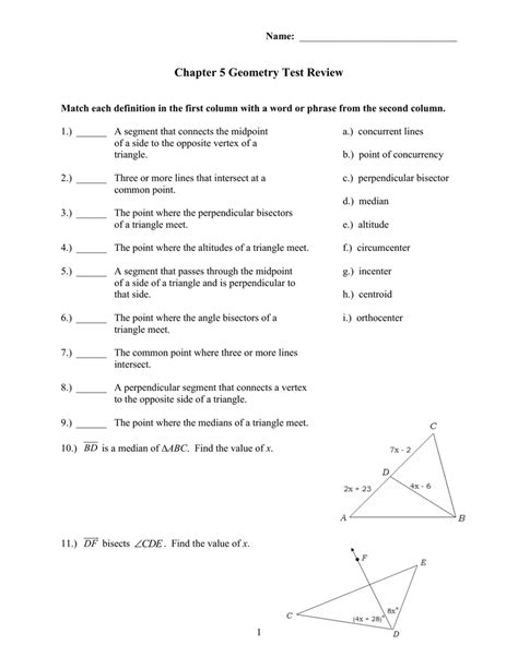 Chapter 5 Geometry Test Review Woodland Hills School