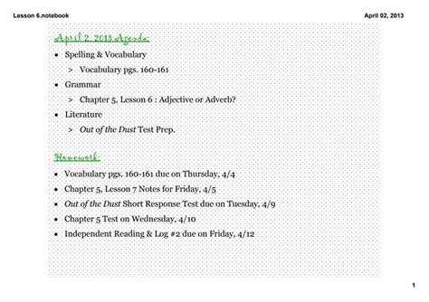 Chapter 5 Lesson 6 Homework 2 1n Edl