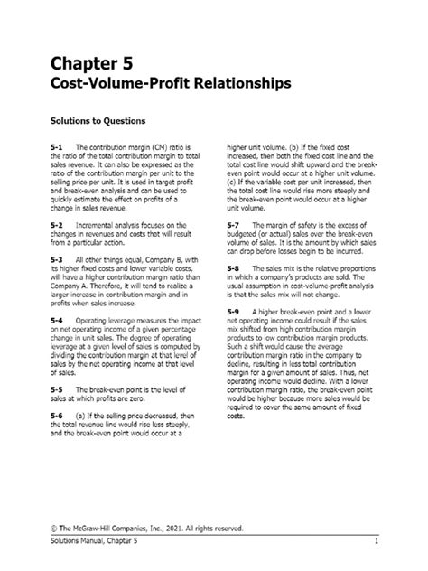 Chapter 5 Managerial Accounting Solutions