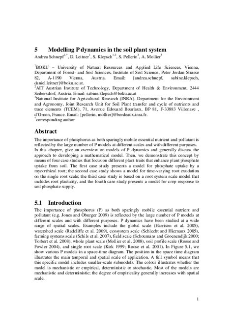 Chapter 5 Modelling Phosphorus Dynamics In The Soil Plant