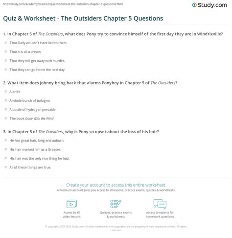 Chapter 5 Outsiders Questions