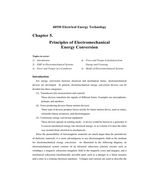 Chapter 5 Principles Of Electromechanical Energy Conversion