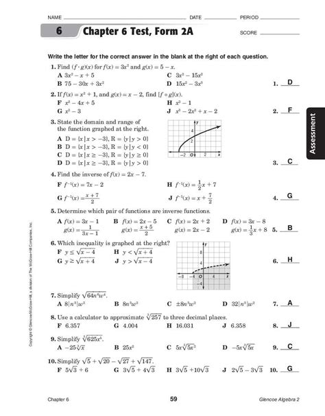 Chapter 5 Quiz 1 Algebra 2 Answers