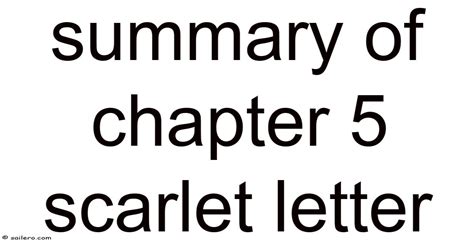 Chapter 5 Scarlet Letter Summary