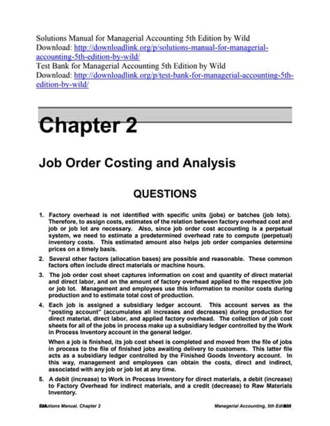 Chapter 5 Solutions Manual Managerial Accounting Weygt