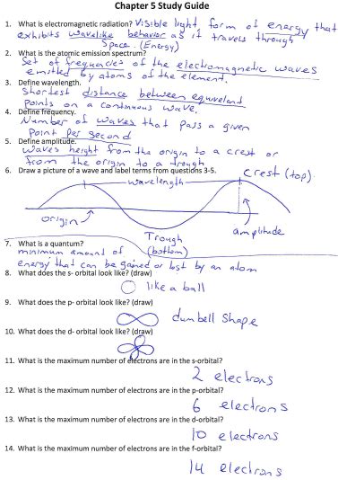 Chapter 5 Study Guide For Content Mastery Electrons In Atoms Answer Key