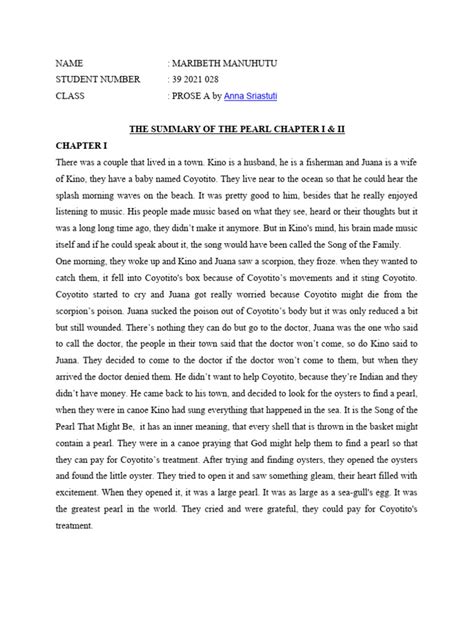 Chapter 5 Summary The Pearl