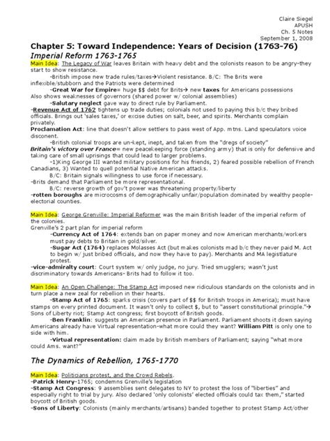 Chapter 5 Toward Independence Years Of Decision 1763 18