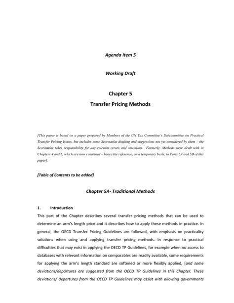 Chapter 5 Transfer Pricing Methods United Nations