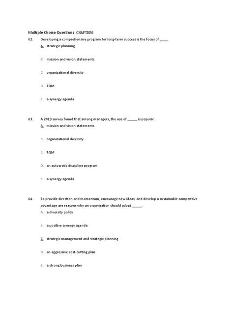 Chapter 6 Multiple Choice Questions