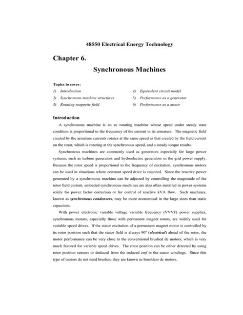 Chapter 6 Synchronous Machines Uts