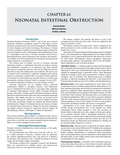 Chapter 61 Neonatal Intestinal Obstruction