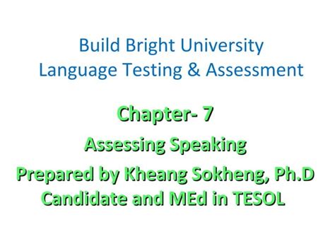 Chapter 7 Assessing Student Learning