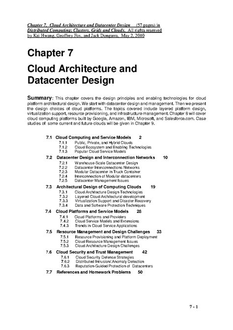 Chapter 7 Cloud Architecture And Datacenter Design