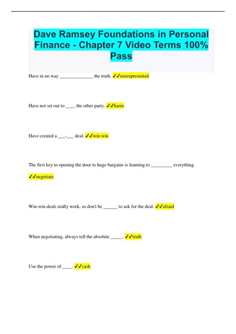 Chapter 7 Foundations In Personal Finance Money Review Answers