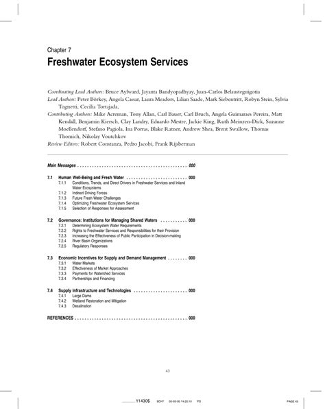 Chapter 7 Freshwater Ecosystem Services