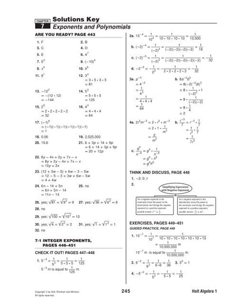 Chapter 7 Holt Algebra 1