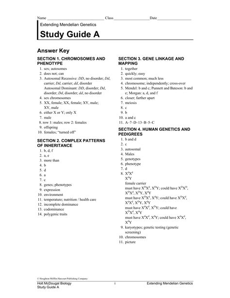 Chapter 7 Study Guide Extending Mendelian Genetics