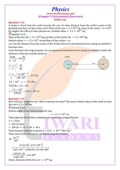Chapter 7 Supplemental Problems Gravitation Answer Key