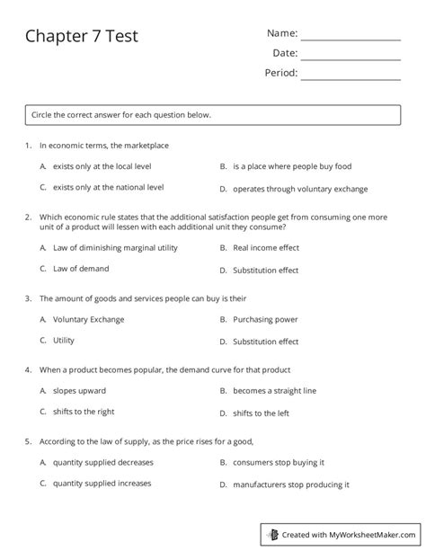 Chapter 7 Test A Foundation In Personal Finance